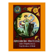 California Admission Day Festival Woman with Bear Post Cards