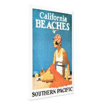 California Beaches Vintage Travel Poster Gallery Wrap Canvas