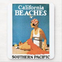 California Beaches Vintage Travel Poster Mousepad