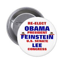 California for Obama Feinstein Lee Pinback Button