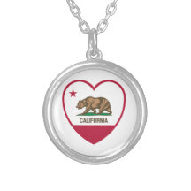 California Love - California Flag Heart Personalized Necklace