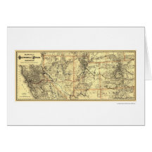 California & Nevada Rail Map 1882 Greeting Card