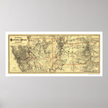 California & Nevada Rail Map 1882 Posters