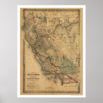 California & Nevada Railroad Map 1876