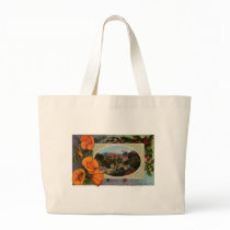 California Poppy Vintage Christmas Canvas Bag