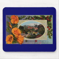 California Poppy Vintage Christmas Mousepads