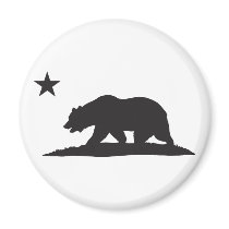 California Republic Bear - Black Refrigerator Magnet