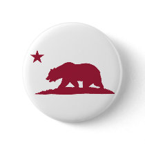 California Republic Bear - Red Pinback Button