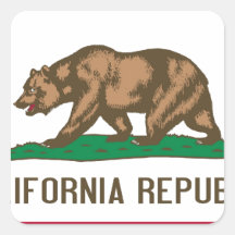 California Republic Bear State Flag Square Sticker