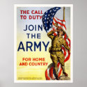 Call to Duty - Join the Army for Home and Country posters