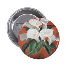 Calla Lilies On A Red Background Pinback Button