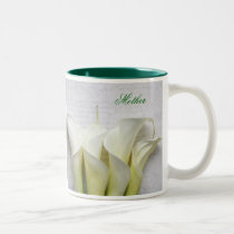 calla lilies on script coffee mug mugs