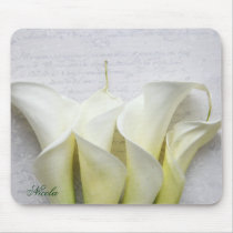 calla lilies on script mousepad mousepads