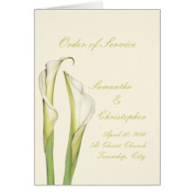 Calla lilies, Order of Service Greeting Card