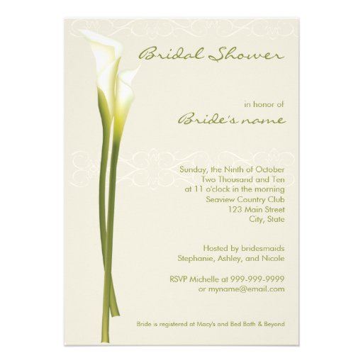 Calla Lily Bridal Shower Invitations 5 Quot X 7 Quot Invitation Card Zazzle Calla Wedding Invitation Templates