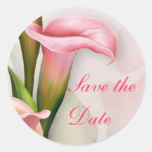 Calla Lily Pink Save the Date Envelope Seal Round Stickers