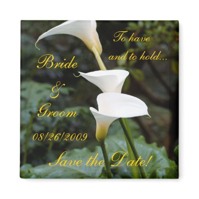 Calla Lily Save the Date! Refrigerator Magnet by SweetRascal