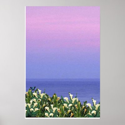 Calla Lily Seascape 1 Poster by abequette