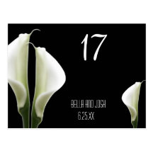 Calla Lily Wedding Table Card Postca Postcards