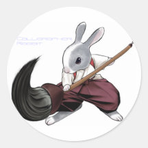 Calligrapher Rabbit -Sticker- 丸形シール・ステッカー