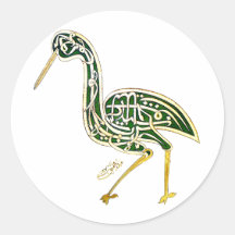 Calligraphy Bird (Stork) Round Sticker