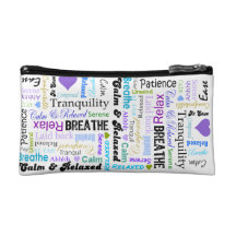 Calm and Relaxing positive words typography Makeup Bags