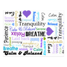 Calm and Relaxing positive words typography Post Cards