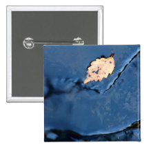 Calm Autumn Leaf in Smooth Water Buttons