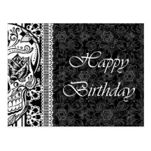 Calveras Sugar Skull Birthday Postcard