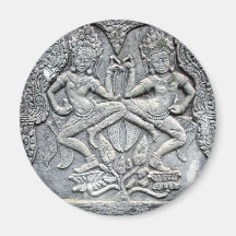 Cambodian dancers stone carving fridge magnet