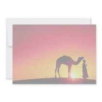 Camel and driver at sunset, India Custom Announcements