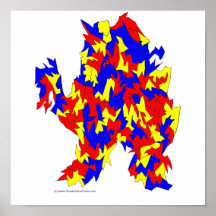 Camel Creature Red Yellow Blue Abstract Design Print