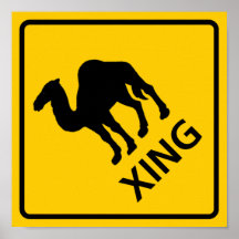 Camel Crossing Highway Sign Print