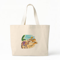 camel in desert scene canvas bag