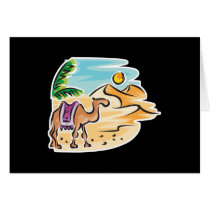 camel in desert scene greeting card