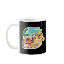 camel in desert scene mug