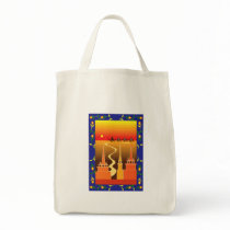 Camels beyond the city canvas bags