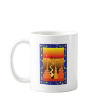Camels beyond the city coffee mug