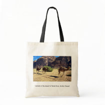 Camels in the desert of Wadi Rum, Jordan Desert Bags