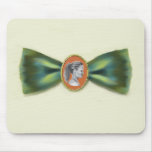 Cameo painting with green ribbon mousepad