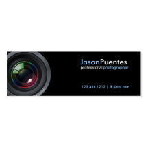 Camera Lens on Black Background Business Cards