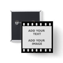 Camera Movie Film Strip Button Badge Name Tag