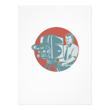 Cameraman Filming With Vintage TV Camera Personalized Invites