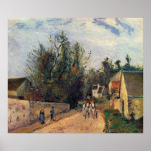 Camille Pissaro - Coach, Emery 1877 horse road oil Poster