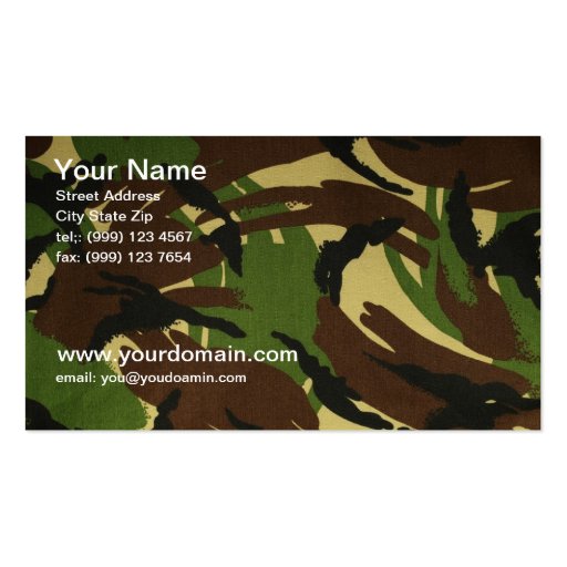 Camo business card Zazzle