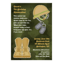 Camo Military Birthday Flat Invitation