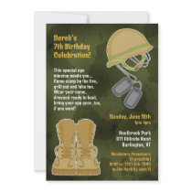 Camo Military Birthday Invitation