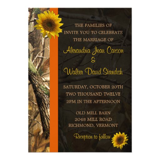 Camo & Sunflowers Custom Invitations