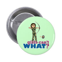 Camouflage Archery Girl - Light Pinback Button