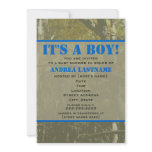 Camouflage & Blue Baby Shower Invitation